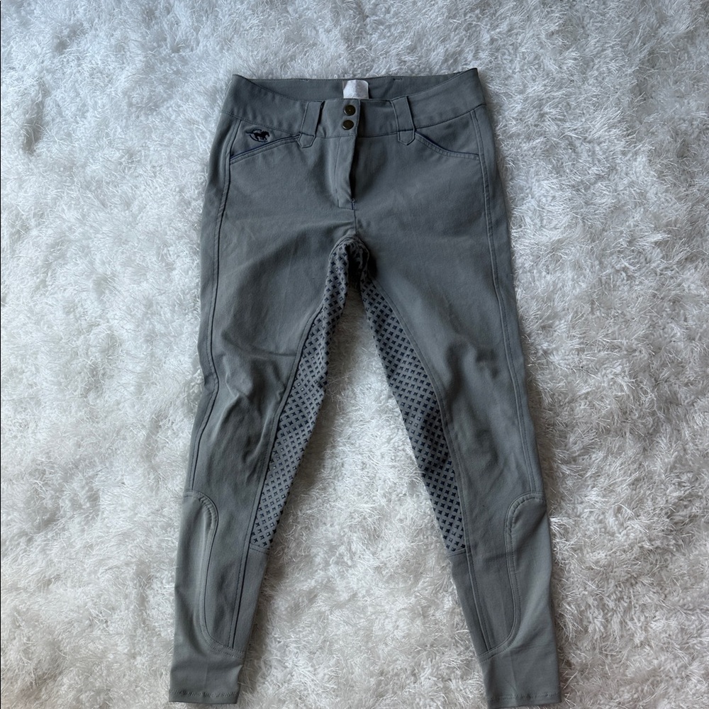 Women’s Gray Riding Breeches - Classic Equestrian Stretch Pants